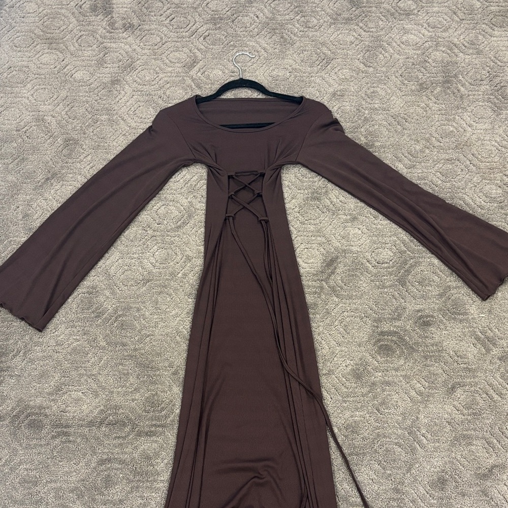 SHEIN Chocolate Long Sleeve Dress